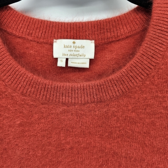 Kate Spade rabbit hair short sleeve orange sweater women's size small - Picture 6 of 7